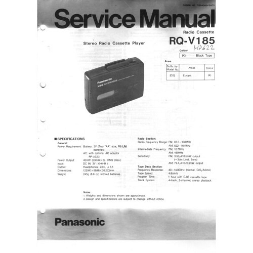 Panasonic RQ-V185 Servicemanual