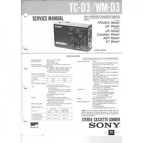 Service-Manual Sony TC-D3/WM-D3