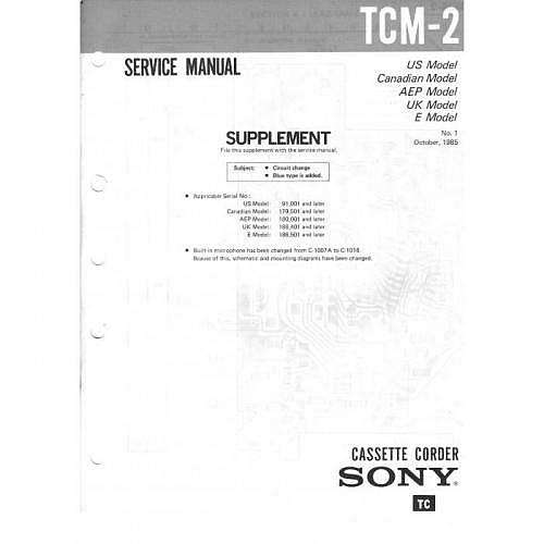 Service-Manual Sony TC-M2 Supplement