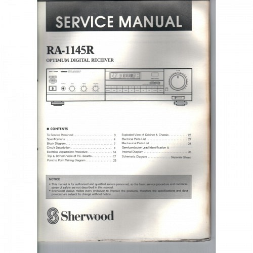 Sherwood RA-1145R  Receiver  Servicema..