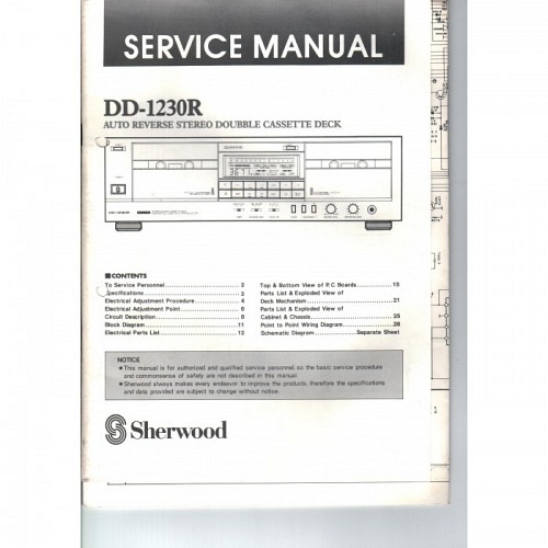 Sherwood DD-1230R Cassette Deck  Servi..