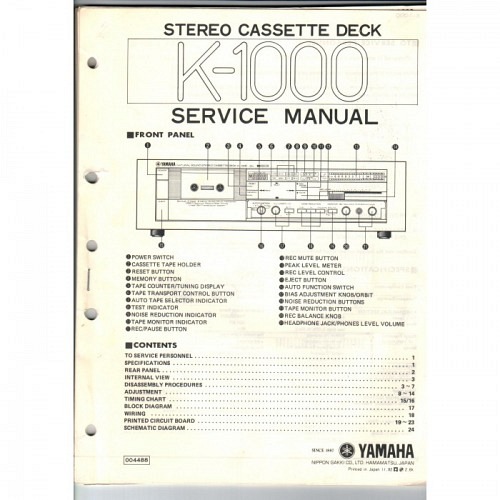 Yamaha K-1000   Servicemanual 