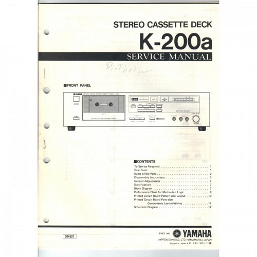 Yamaha K-200 a   Servicemanual 