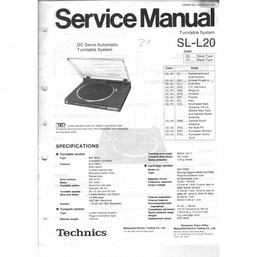 Turntable SL-L20   Technics  Service M..