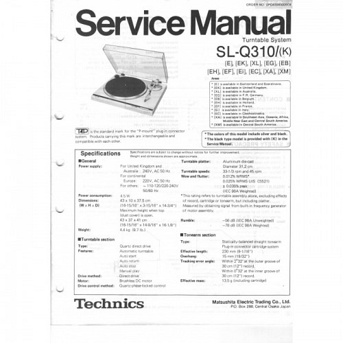 Turntable SL-Q310/K  Technics  Service..
