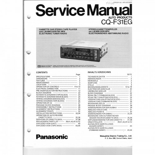  Panasonic CQ-F31EG  Service-Manual