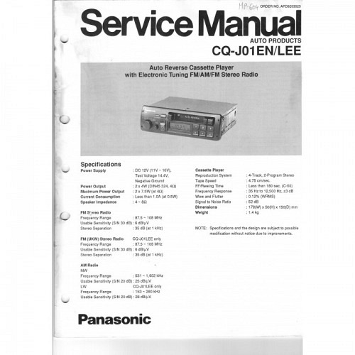  Panasonic CQ-J01EN/LEE  Service-Manual