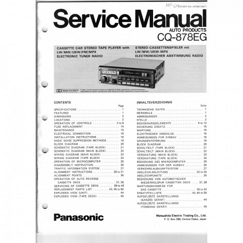 Panasonic CQ-878EG   Service-Manual