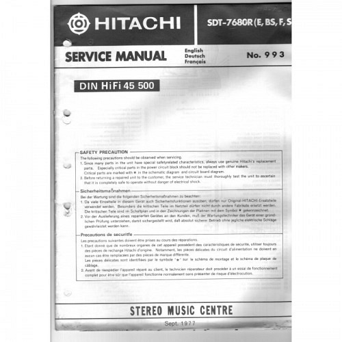 Stereo Music Centre  SDT-7680R.  Hitac..