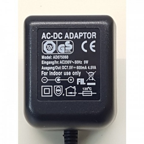 Netzadapter 7.5 Vdc 600 mA Mod.AD075060
