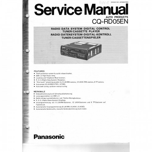 Panasonic CQ-RD05EN  Servicemanual 