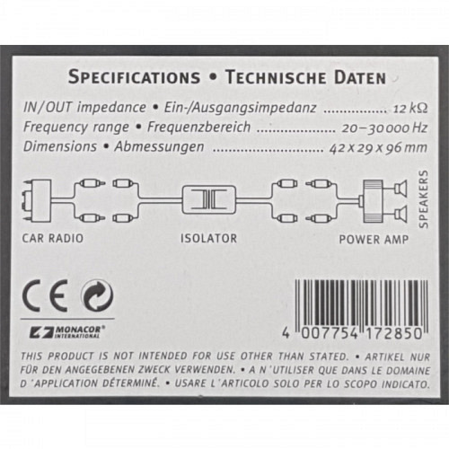 Ground Isolator FGA-40HQ Monacor