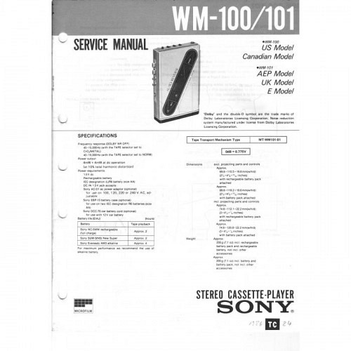 Service-Manual Sony WM-100/101