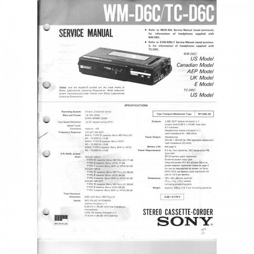 Service-Manual Sony WM-D6C/TC-D6C