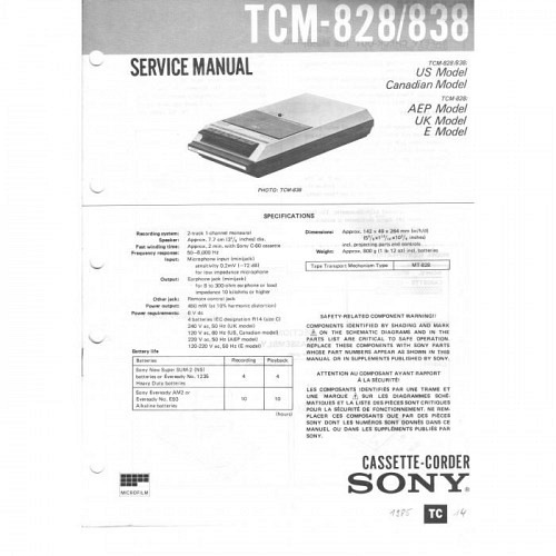 Service-Manual Sony TCM-828/838