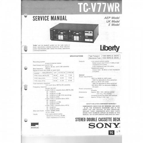 Service-Manual Sony  TC-V77WR