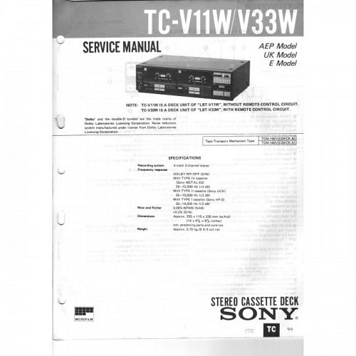 Service-Manual Sony  TC-V11W/33W