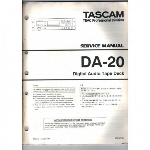 TEAC DA-20   Servicemanual 