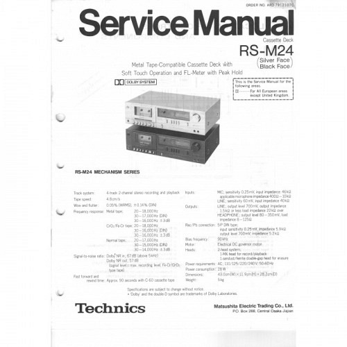 Cassette Deck  RS-M24   Technics  Service Manual