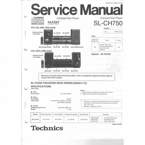 Compact System SL-CH750   Technics  Service Manual
