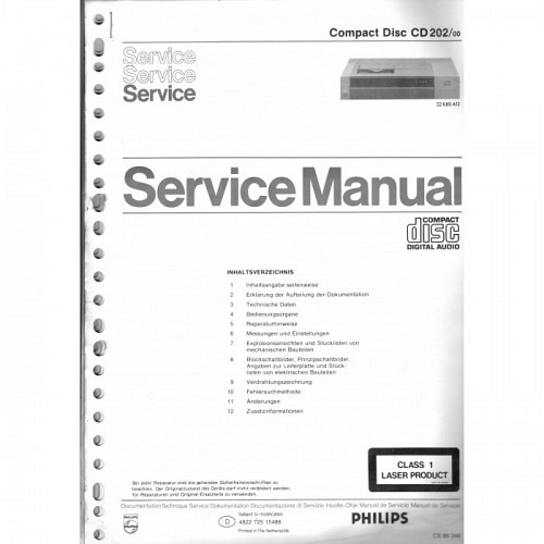 Compact Disc  CD 202/00   Philips  Service Manual