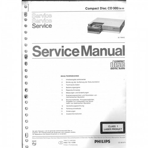 Compact Disc  CD 300/00/05  Philips  Service Manual