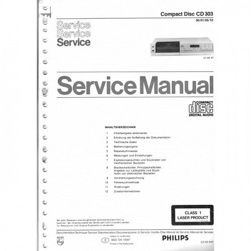 Compact Disc  CD 303  Philips  Service Manual