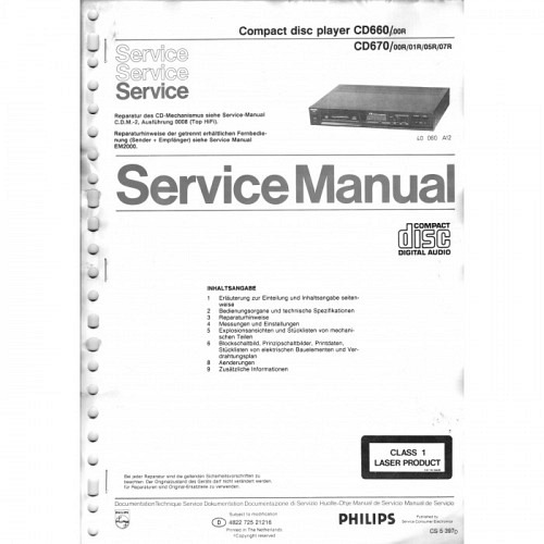Compact Disc  CD 660,CD 670   Philips  Service Manual