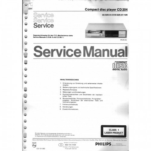 Compact Disc  CD 204   Philips  Service Manual