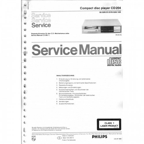 Compact Disc  CD 204   (CDM-1)   Philips  Service Manual