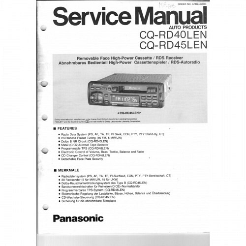  Panasonic CQ-RD40LEN /RD45 LEN  Service-Manual
