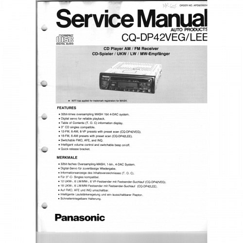  Panasonic CQ-DP42VEG/LEE   Service-Manual