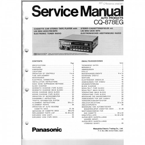  Panasonic CQ-878EG   Service-Manual