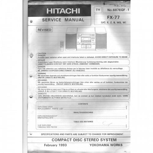 Compact Disc Stereo System FX-77  Hitachi Service Manual