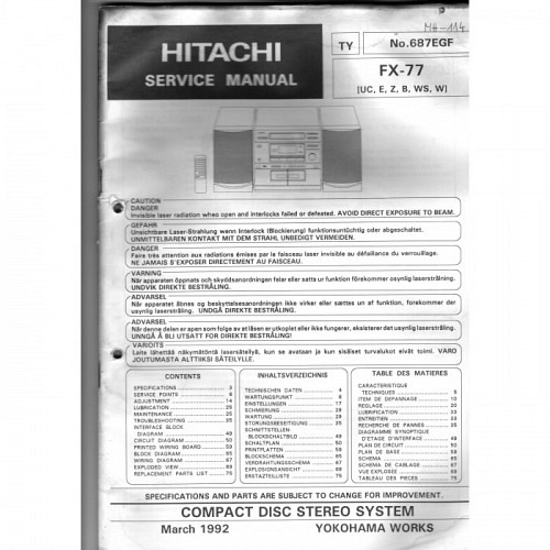 Compact Disc Stereo System FX-77(UC,E)  Hitachi Service Manual