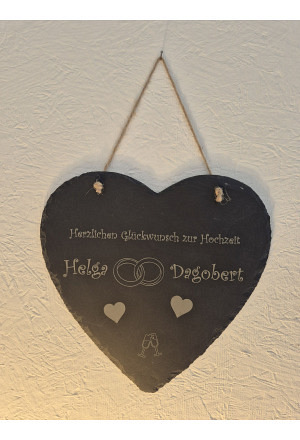 Schiefer-Herz graviert