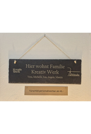 Personalisiertes Türschild aus Schiefer