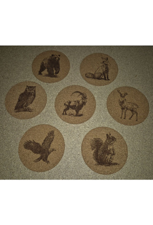 Kork-Untersetzer Tiere