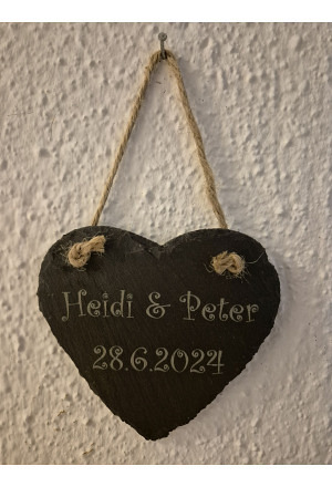 Schiefer-Herz graviert