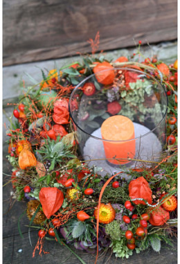 Herbstzauber-Kranz mit Kerze