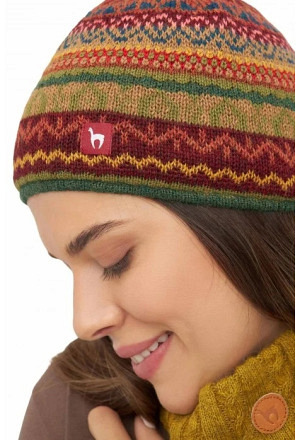 Alpaka Jacquard Mütze LUNA aus 100% Baby Alpaka Kompromiss..