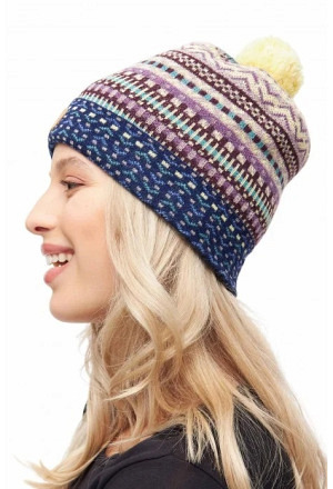 Alpaka Bommel-Mütze DILAYA aus 100% Baby Alpaka