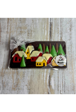 Tafelschokolade mit Haselnüssen "Weihnachtsdorf" - schwarze Schokolade