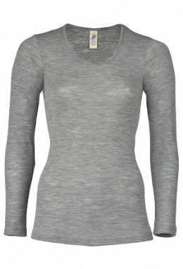 Damen-Shirt langarm, hellgrau melange