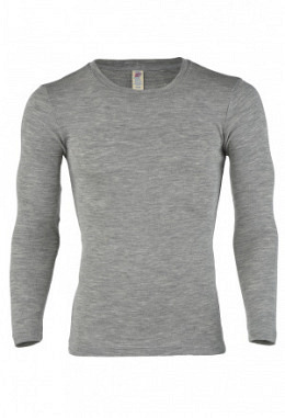 Herren-Shirt langarm, hellgrau melange
