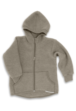 Fleece-Kapuzenjacke mit Reissverschluss und Reflektoren, walnuss melange