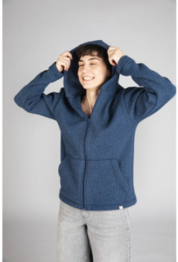 Damen-Kapuzenjacke, glatt rechts gestr..