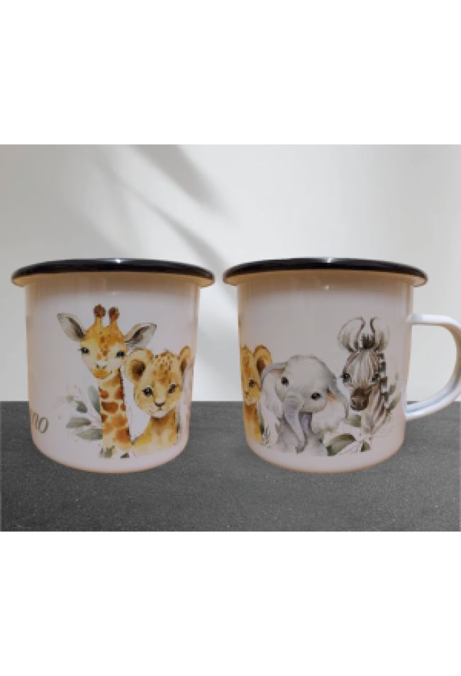 Emailletasse Kinder mit schwarzem oder..