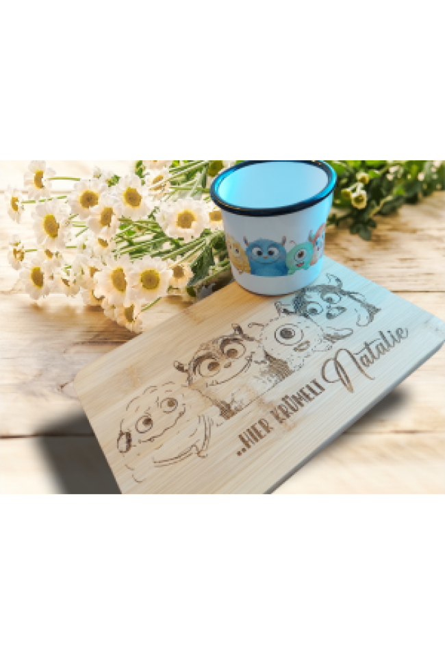 Set: Emaille Tasse, Bambus/Buchen Früh..