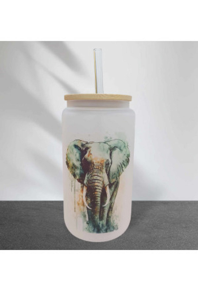 Trinkglas mit Strohhalm 